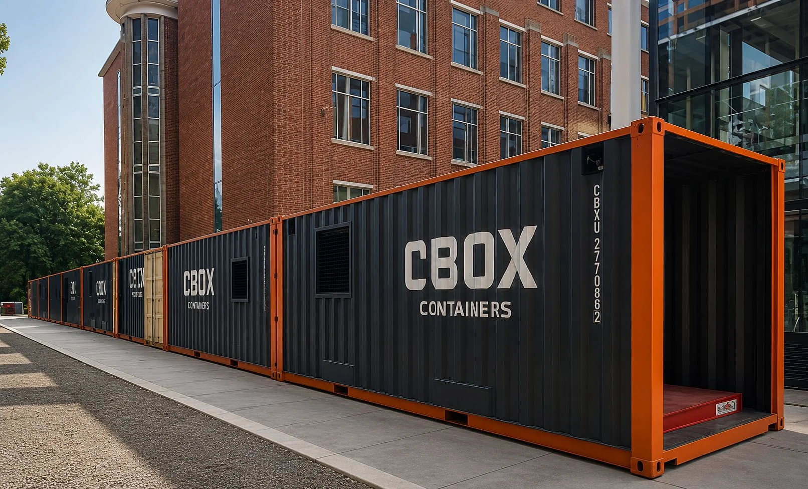 CBOX containers stacked in a depot