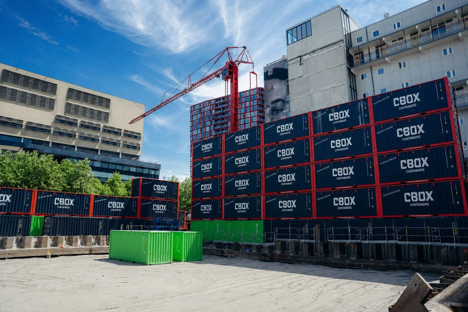 CBOX containers stacked in a depot