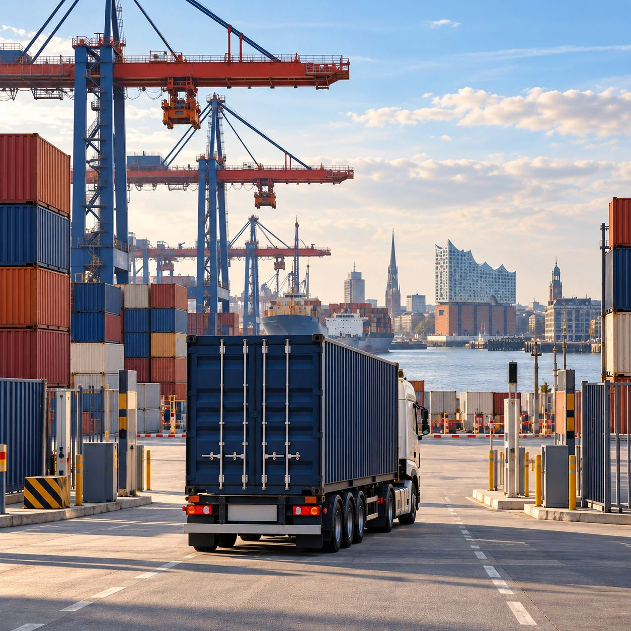 Shipping and storage containers for cargo, transport and international logistics.