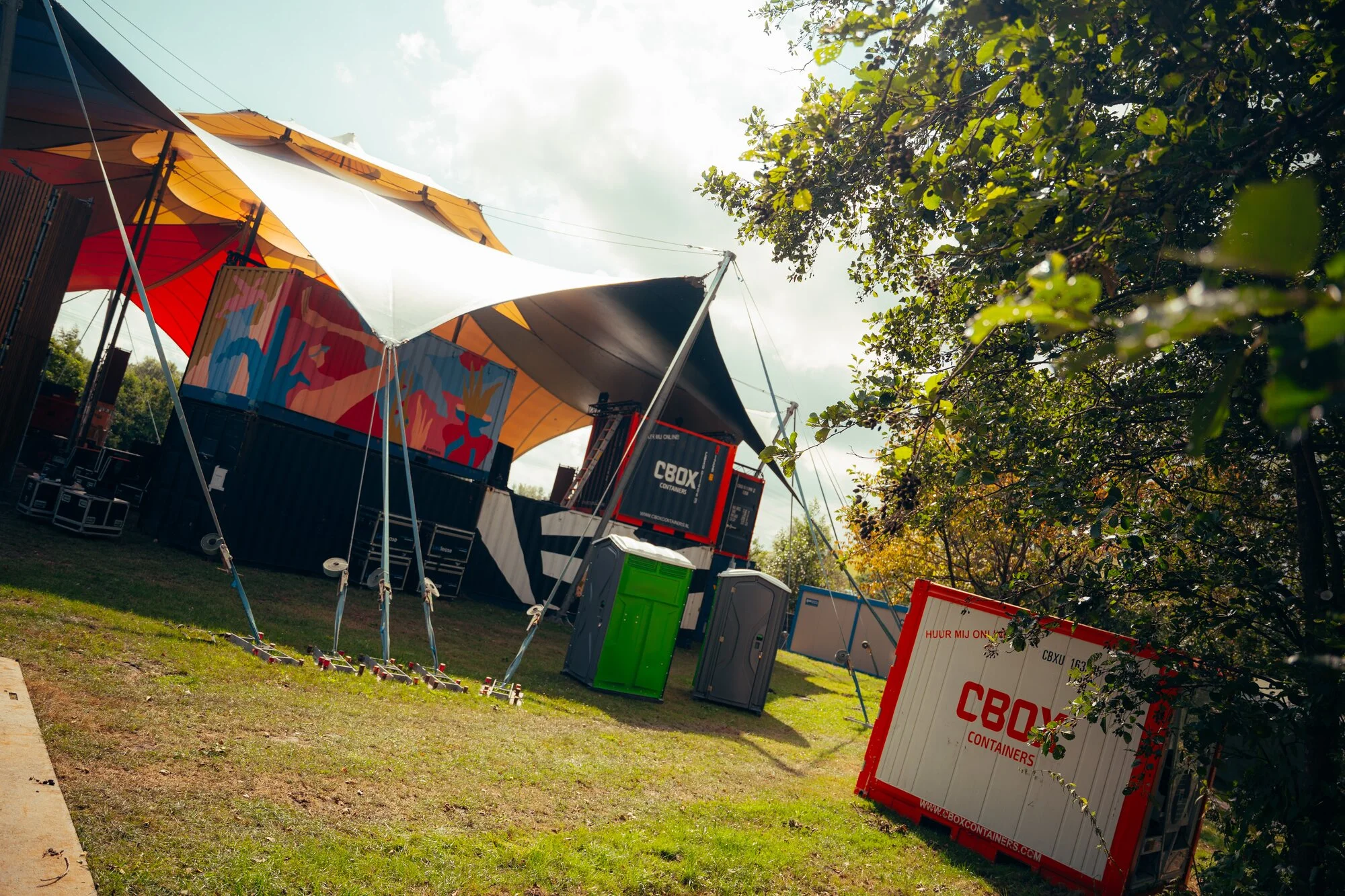 CBOX containers during the build-up of Mysteryland