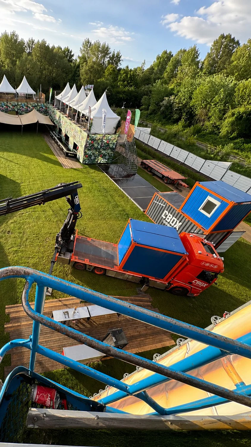 CBOX containers stacked in a depot