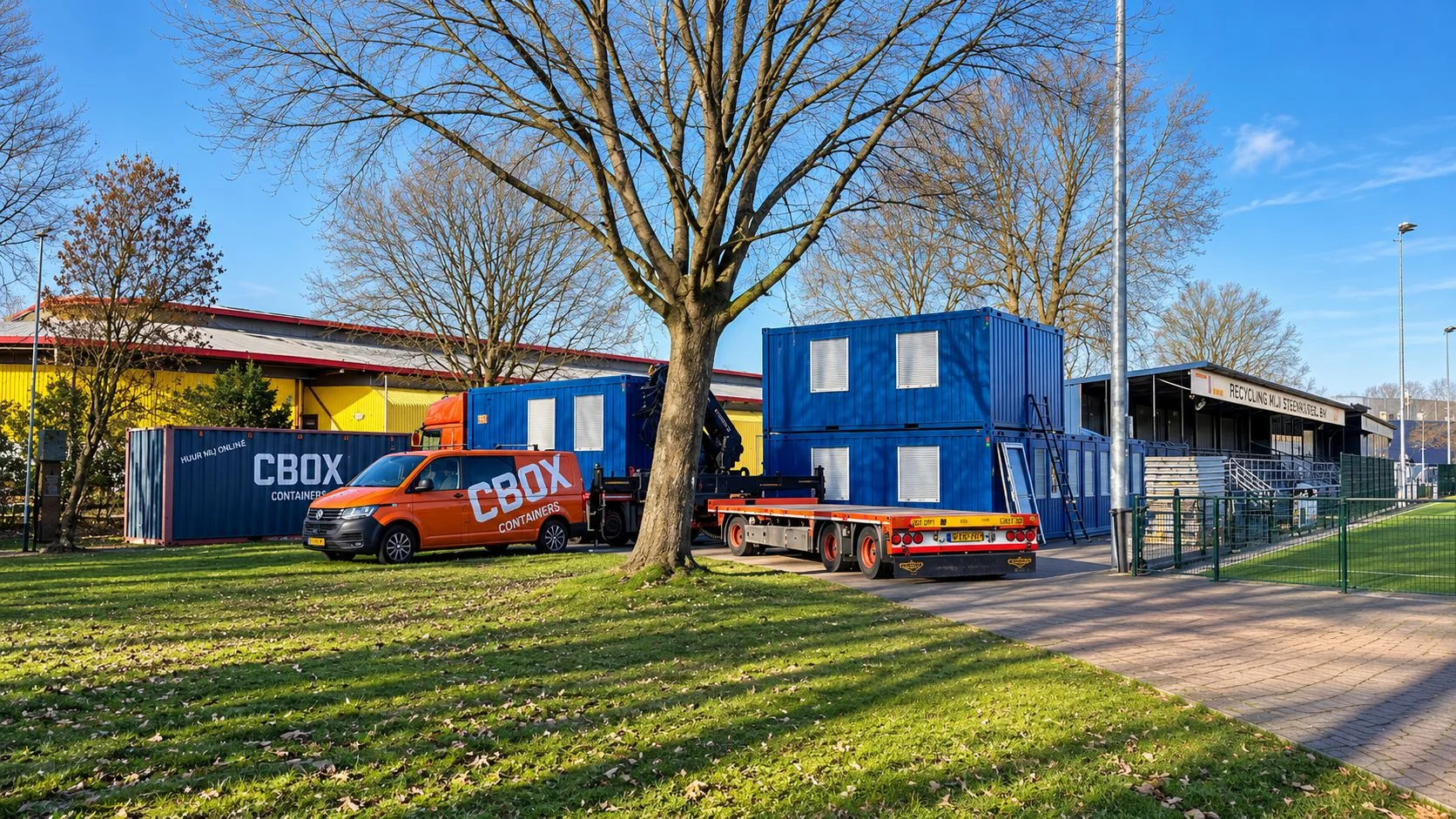CBOX containers stacked in a depot