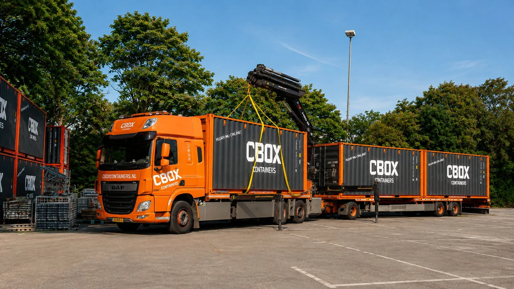 CBOX containers stacked in a depot
